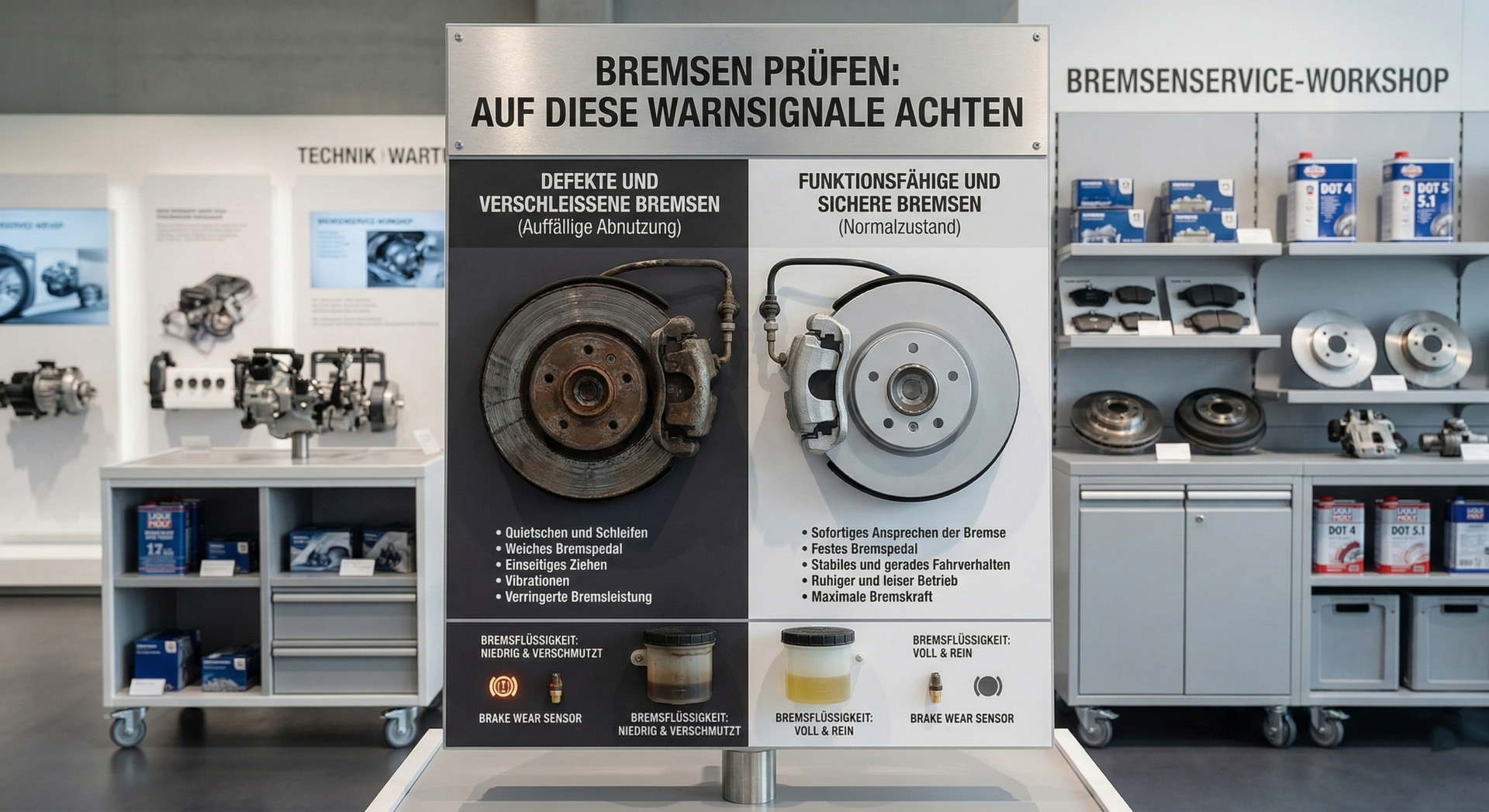 Vergleichsmodell einer defekten verschlissenen Bremsscheibe und einer funktionierenden sicheren Bremse - Experten Bremsenservice in Simmern Hunsrück